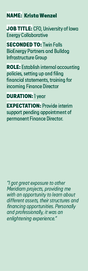 NAME: Krista Wenzel JOB TITLE: CFO, University of Iowa Energy Collaborative SECONDED TO: Twin Falls BioEnergy Partne   