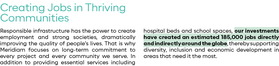 Creating Jobs in Thriving Communities Responsible infrastructure has the power to create employment and strong societ   