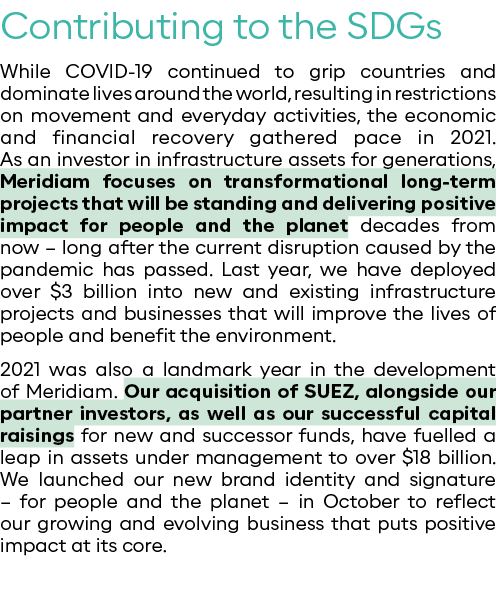 Contributing to the SDGs While COVID-19 continued to grip countries and dominate lives around the world, resulting in   