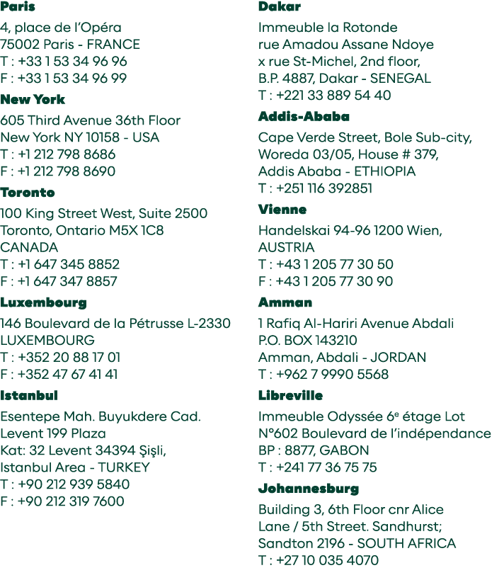 Paris 4, place de l Opéra 75002 Paris - FRANCE T : +33 1 53 34 96 96 F : +33 1 53 34 96 99 New York 605 Third Avenue    