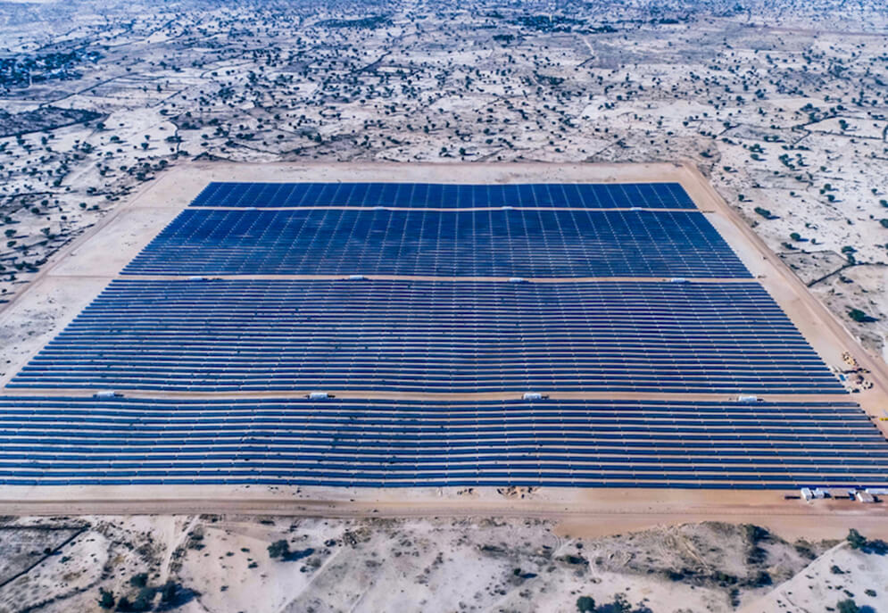 Birds eye view of the solar power plant in Ndorong Serere, Senegal
