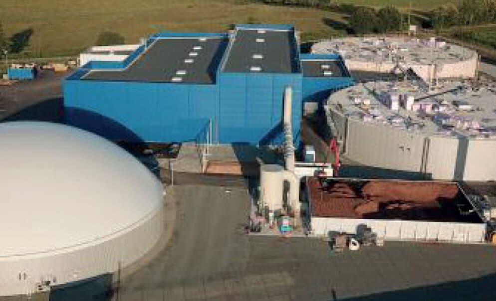 Aerial view of Agrimaine biogas plant