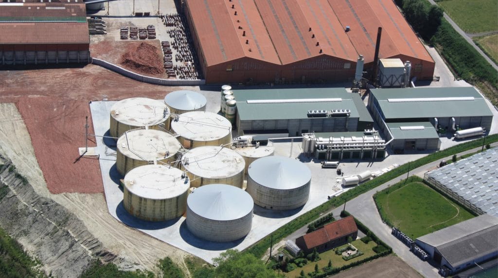 Aerial view of biogas power plant