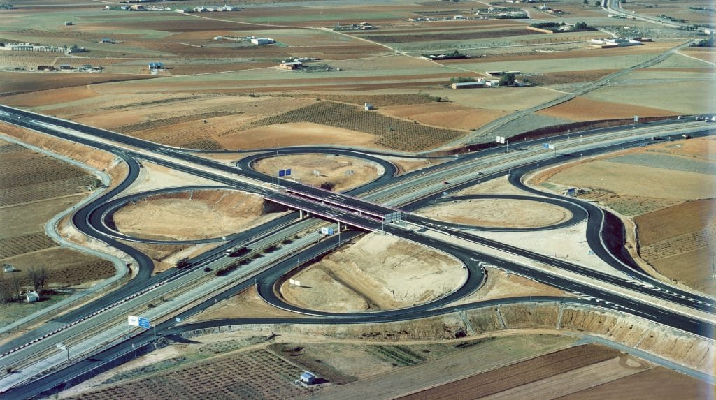 Aerial view of highway junction