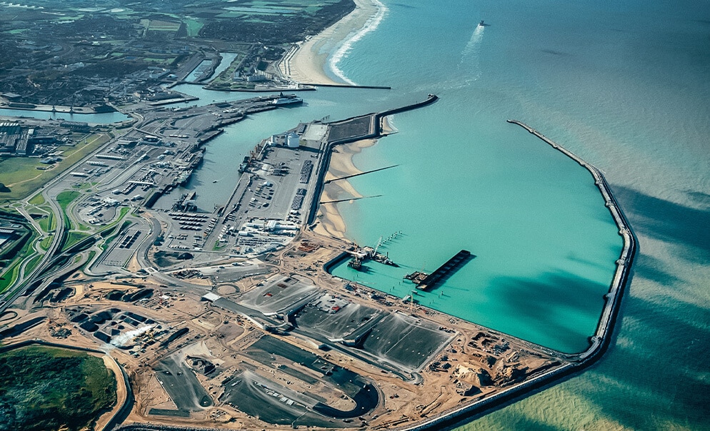 Aerial view of Calais port
