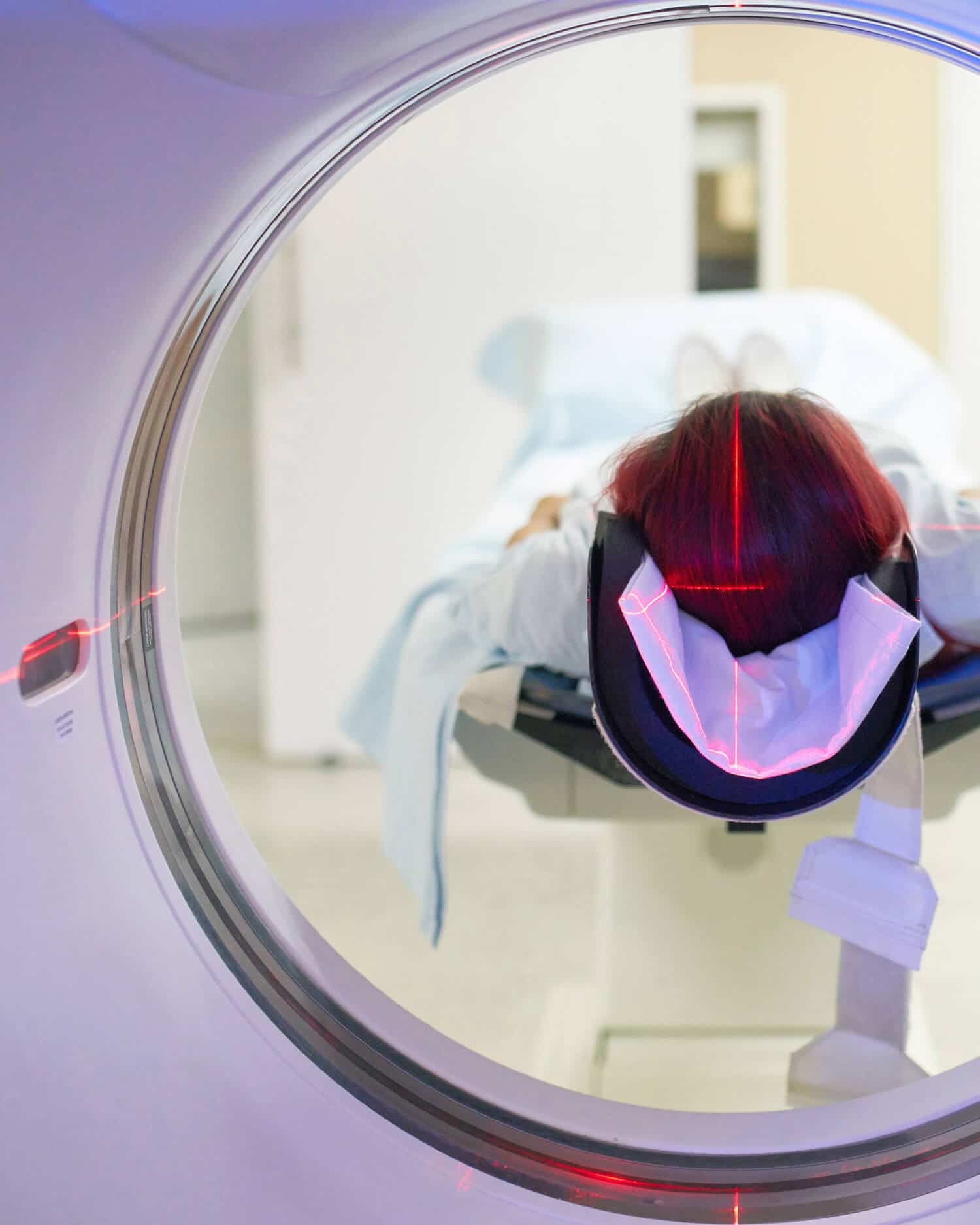 Person being scanned on MRI machine