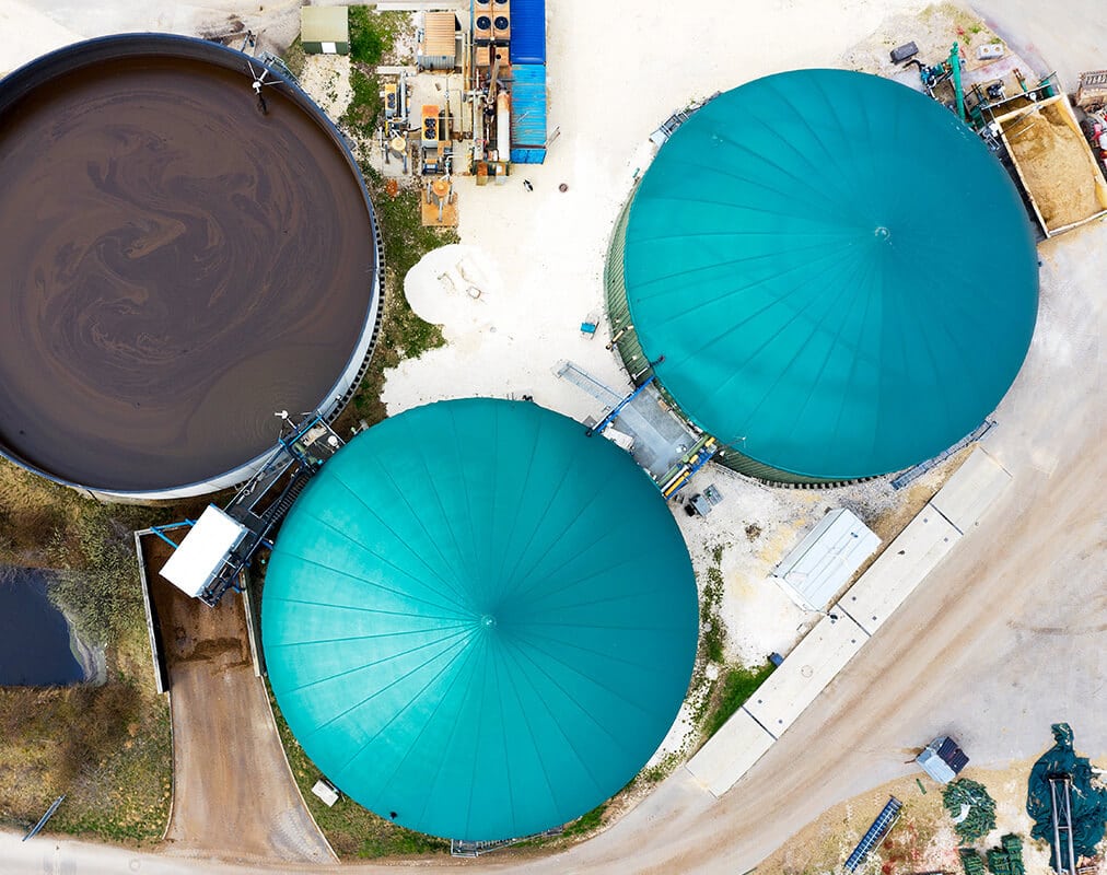 Aerial image of biogas plant