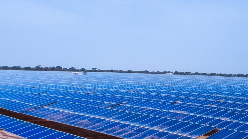 View of solar panel plant