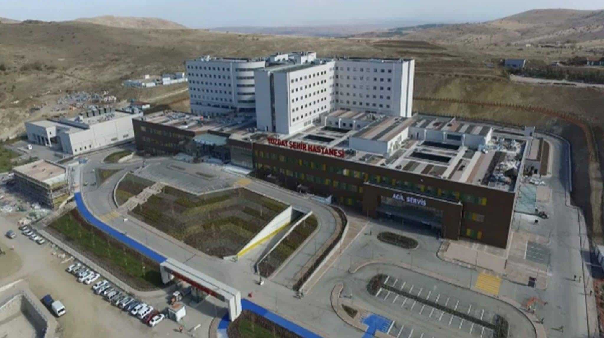 Aerial view of Yozgat Hospital and car park