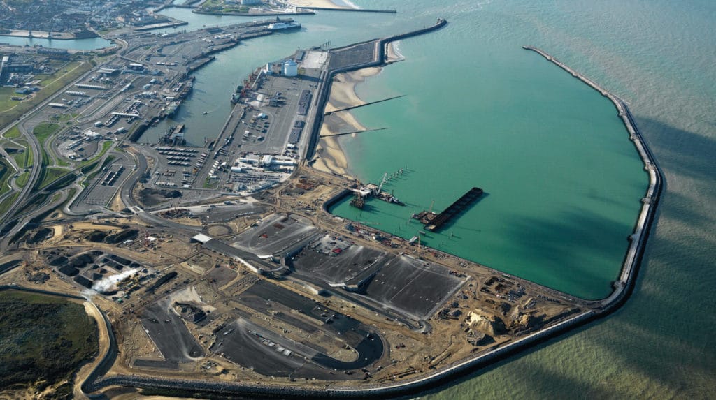 Aerial view of port of Calais