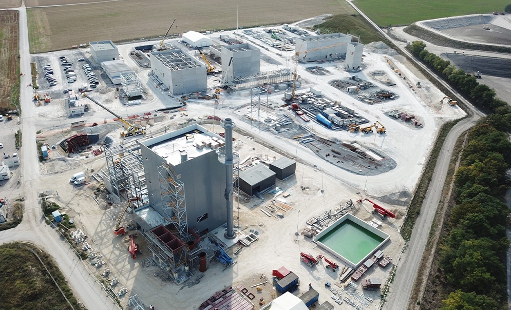 Aerial view of biogas facility