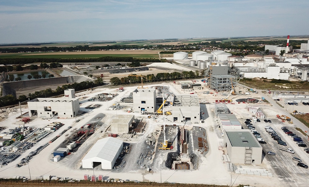 Aerial view of biogas facility
