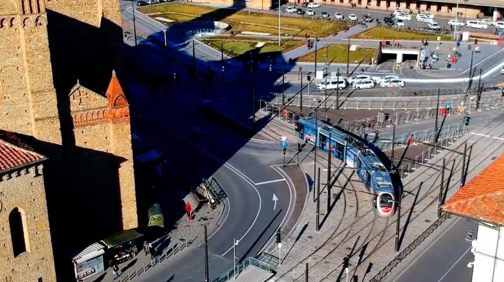 Aerial view of Tram in Florence