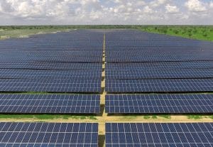 Aerial view of solar power plant in Senegal