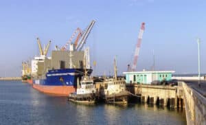 Boat docking at port